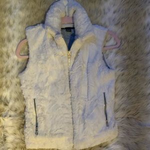 Armany Exchange,White, Faux Fur Vest